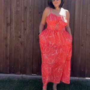Grace Karin Vibrant Red Maxi Dress